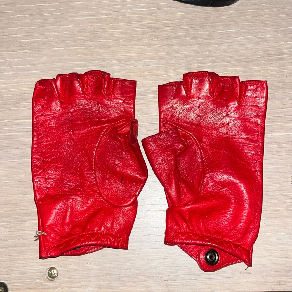 Fratelli Orsini Red Leather Riding Gloves